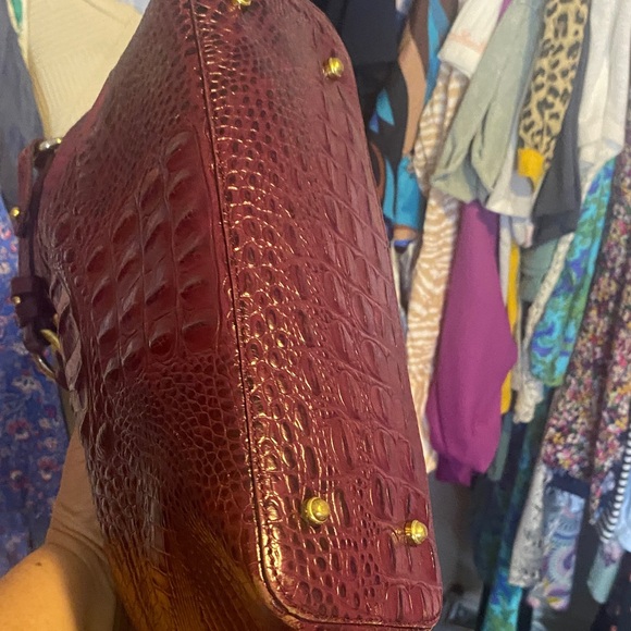 Brahmin Deep Purple Crocodile Embossed Satchel - Picture 7 of 14
